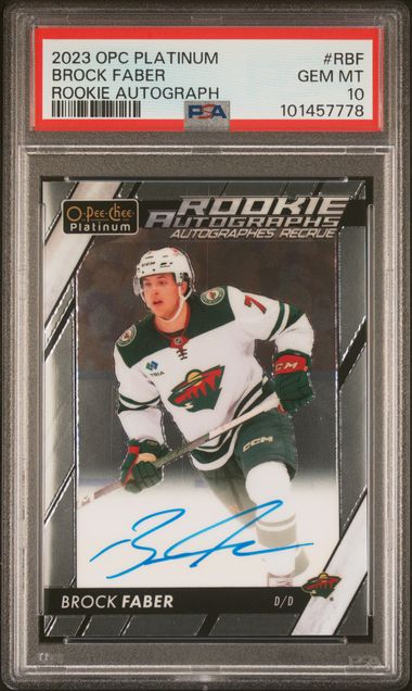 2023-24 O-Pee-Chee Platinum Rookie Autographs #RBF Brock Faber PSA 10 (Rookie) | Eastridge Sports Cards