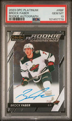 2023-24 O-Pee-Chee Platinum Rookie Autographs #RBF Brock Faber PSA 10 (Rookie) | Eastridge Sports Cards