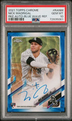 2021 Topps Chrome Rookie Autographs Blue Wave Refractors #RANM Nick Madrigal #033/150 PSA 10 (Rookie) | Eastridge Sports Cards