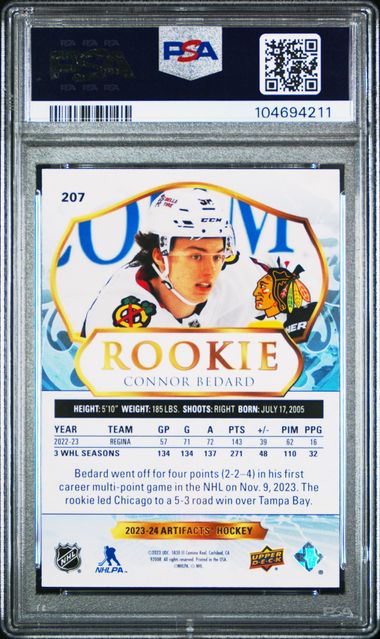 2023-24 Artifacts #207 Connor Bedard #862/999 PSA 8 (Rookie) | Eastridge Sports Cards