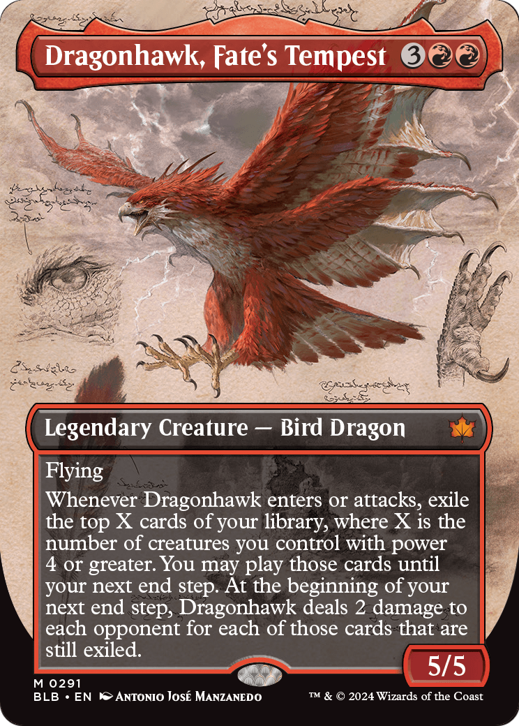 Dragonhawk, Fate's Tempest (Borderless) (BLB-291) - Bloomburrow Foil