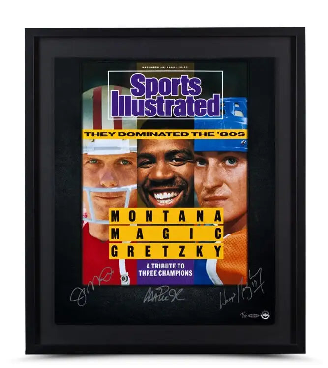 Joe Montana, Magic Johnson, & Wayne Gretzky Autographed 80’s Dominance 20 x 24 Framed Limited Edition #/50 (Upper Deck Authenticated)