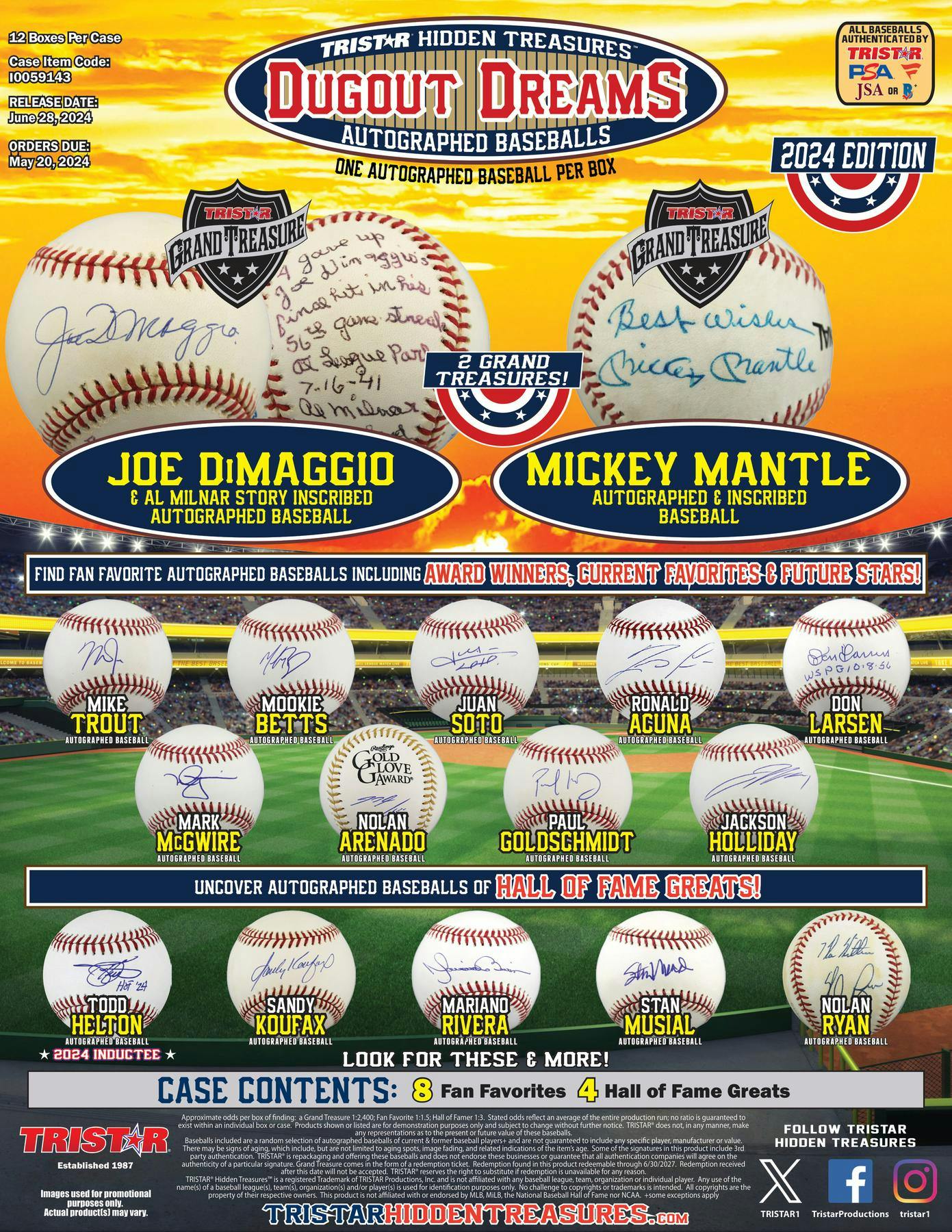 2024 Tristar Dugout Dreams Mystery Autographed Baseball