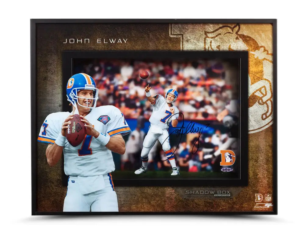 John Elway Autographed "Prolific Passer" Shadow Box (Upper Deck Authenticated)