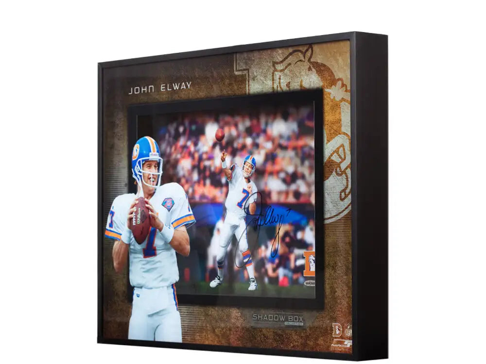 John Elway Autographed "Prolific Passer" Shadow Box (Upper Deck Authenticated)