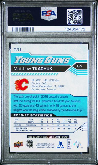 2016-17 Upper Deck #231 Matthew Tkachuk PSA 9 (Rookie) | Eastridge Sports Cards