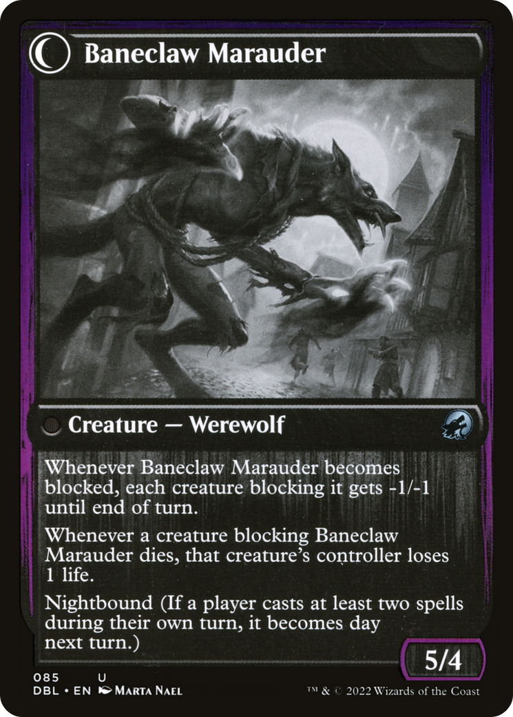Baneblade Scoundrel (DBL-085) - Innistrad: Double Feature: (Double Faced Transform) Foil