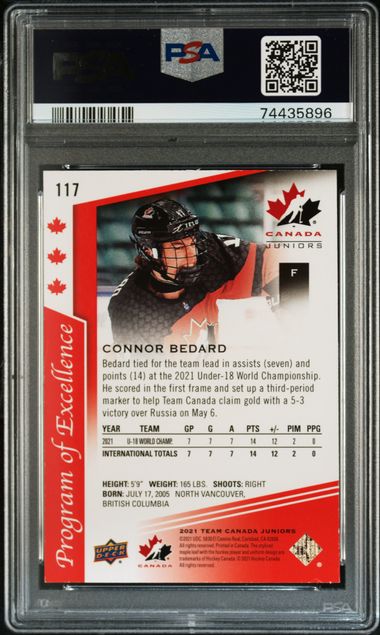 2021-22 Upper Deck Team Canada Juniors Exclusives #117 Connor Bedard #058/165 PSA 8 | Eastridge Sports Cards