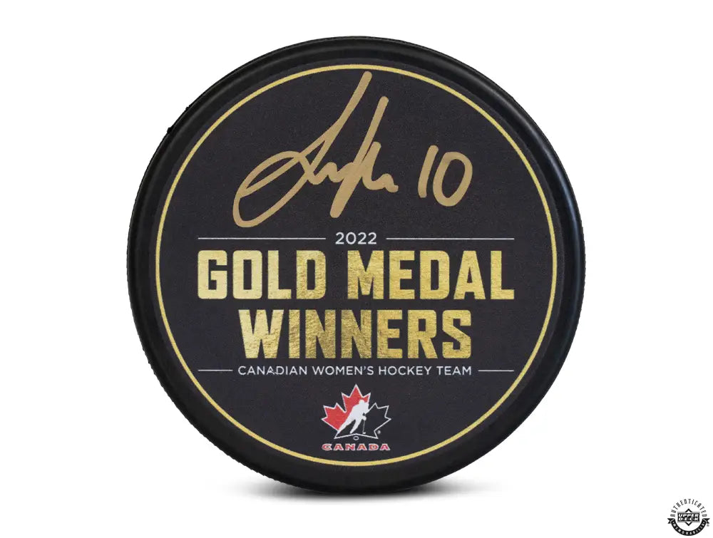 Sarah Fillier Autographed Team Canada Women’s 2022 Gold Medal Winners Rubber Hockey Puck Limited Edition #/75 (Upper Deck Authenticated)