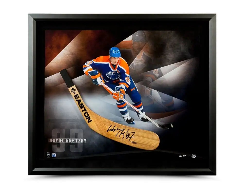 Wayne Gretzky Autographed Easton Stick Blade with Smoking Mirror Picture - Framed Limited Edition #/99 (Upper Deck Authenticated)