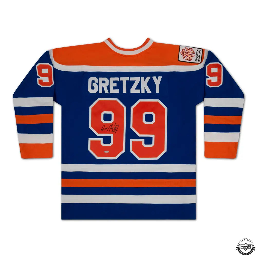 Wayne Gretzky Autographed Vintage Throwback Rookie Season Blue Mitchell & Ness 1979-80 Edmonton Oilers Jersey (Upper Deck Authenticated)