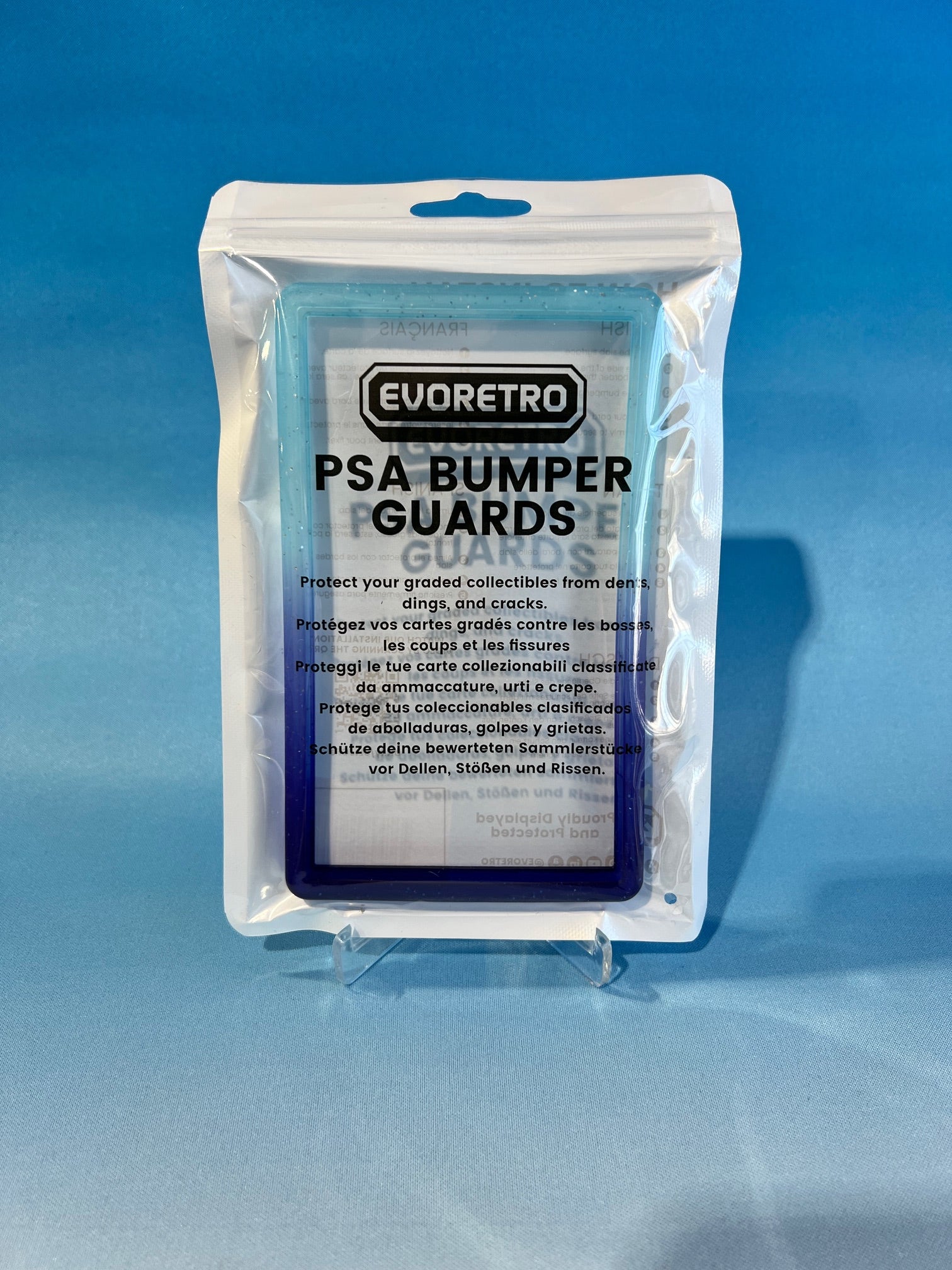 EVORETRO Bumper Graded Slab Protector - PSA Lt Blue-Dk Blue Glitter