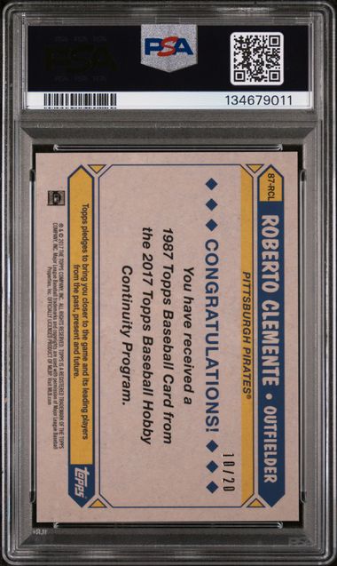 2017 Topps Silver Pack Red Refractor #87-RCL Roberto Clemente #10/20 PSA 9