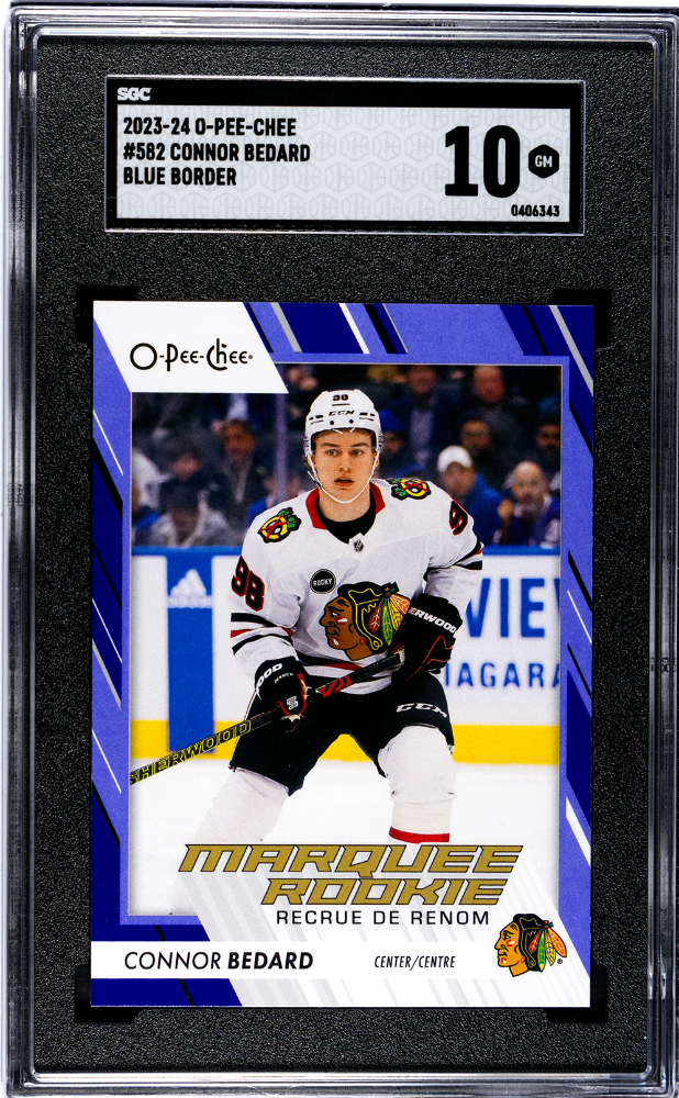 2023-24 O-Pee-Chee Blue Border #582 Connor Bedard SGC 10 (Rookie)