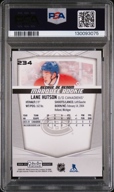 2024-25 O-Pee-Chee Platinum #234 Lane Hutson PSA 9 (Rookie)