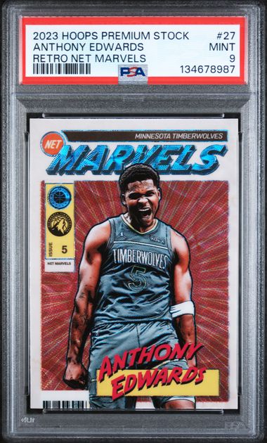 2023-24 Hoops Premium Stock Retro Net Marvels #27 Anthony Edwards PSA 9