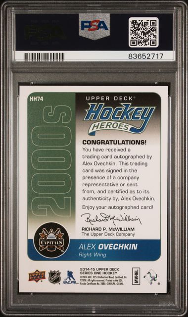 2014-15 Upper Deck Hockey Heroes Autographs #HH74 Alexander Ovechkin #04/15 PSA 9 | Eastridge Sports Cards