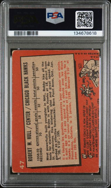 1959-60 Topps #47 Bobby Hull PSA 1(MC)