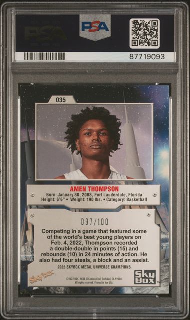 2022 Skybox Metal Universe Champions Precious Metal Gems Red #35 Amen Thompson #097/100 PSA 7 | Eastridge Sports Cards