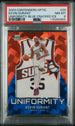 2023-24 Panini Contenders Optic Uniformity Blue Cracked Ice #24 Kevin Durant #14/75 PSA 8