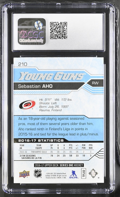 2016-17 Upper Deck #210 Sebastian Aho CGC 9.5 (Rookie)