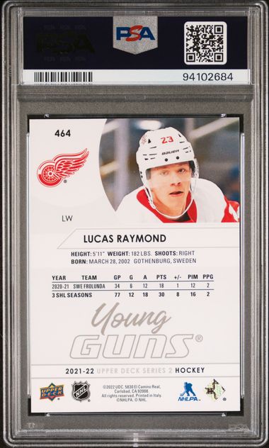 2021-22 Upper Deck #464 Lucas Raymond PSA 10 (Rookie)