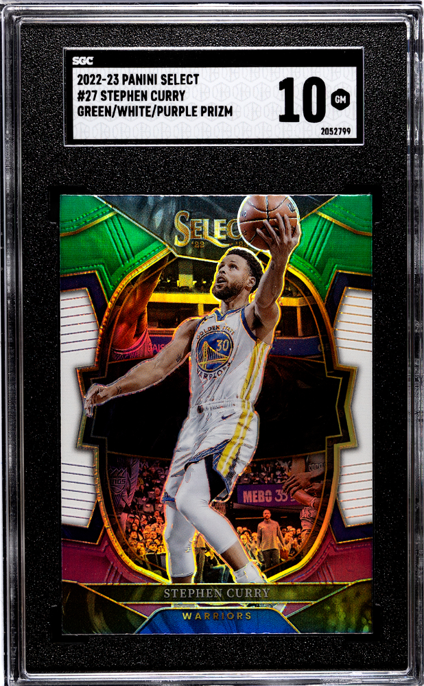 2022-23 Panini Select Green/White/Purple Prizm #27 Stephen Curry SGC 10