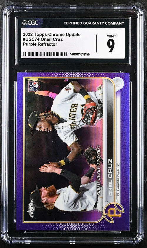 2022 Topps Chrome Update Purple Refractor #USC74 Oneil Cruz CGC 9 (Rookie)