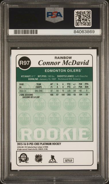 2015-16 O-Pee-Chee Platinum Retro Rainbow #R97 Connor McDavid PSA 9 (Rookie) | Eastridge Sports Cards
