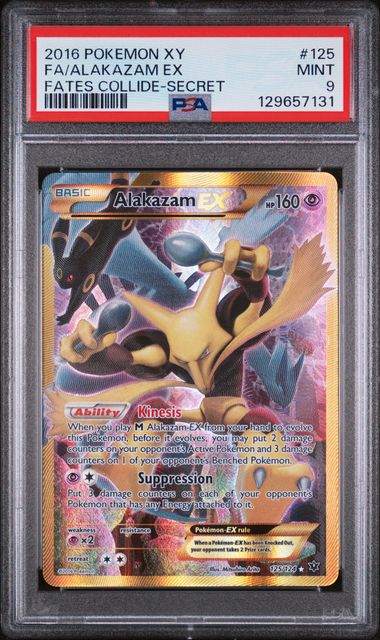 2016 Pokemon Fates Collide #125 Alakazam EX - Secret Rare PSA 9