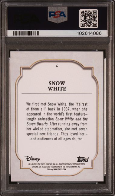 2024 Topps Chrome Disney Sapphire #6 Snow White PSA 10