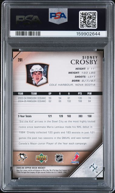 2005-06 Upper Deck #201 Sidney Crosby PSA 9 (Rookie)