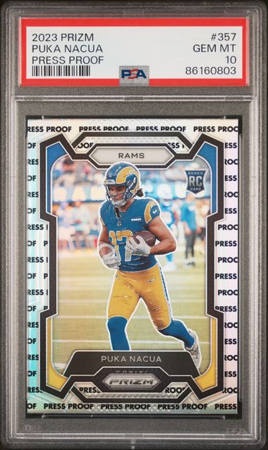 2023 Panini Prizm Press Proof #357 Puka Nacua PSA 10 (Rookie)
