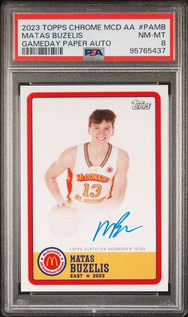 2023 Topps Chrome McDonald's All American Gameday Paper Auto #PAMB Matas Buzelis PSA 8