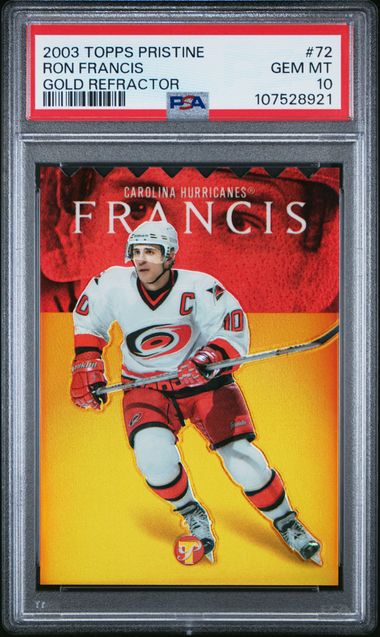 2003-04 Topps Pristine Gold Refractor #72 Ron Francis #25/33 PSA 10 | Eastridge Sports Cards