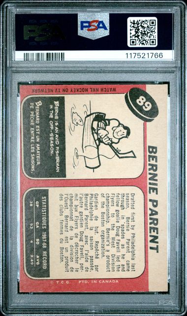 1968-69 O-Pee-Chee #89 Bernie Parent PSA 4 (Rookie)