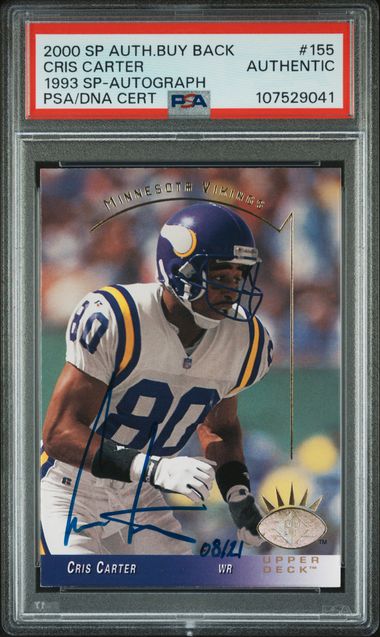 2000 SP Authentic 1993 SP Buy Back Autograph #55 Cris Carter #08/21 PSA Authentic