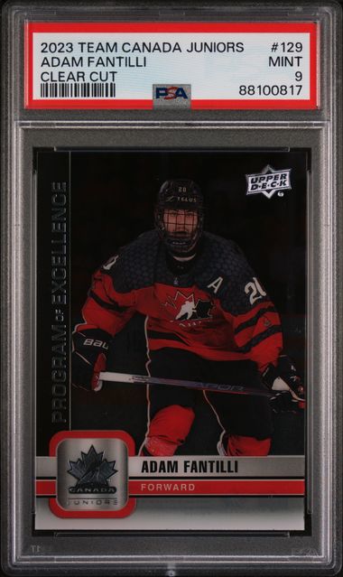 2023 Upper Deck Team Canada Juniors Clear Cut #129 Adam Fantilli PSA 9