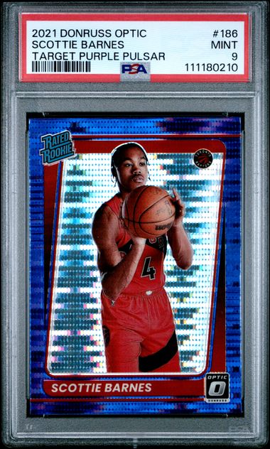 2021-22 Donruss Optic Target Purple Pulsar #186 Scottie Barnes PSA 9 (Rookie)