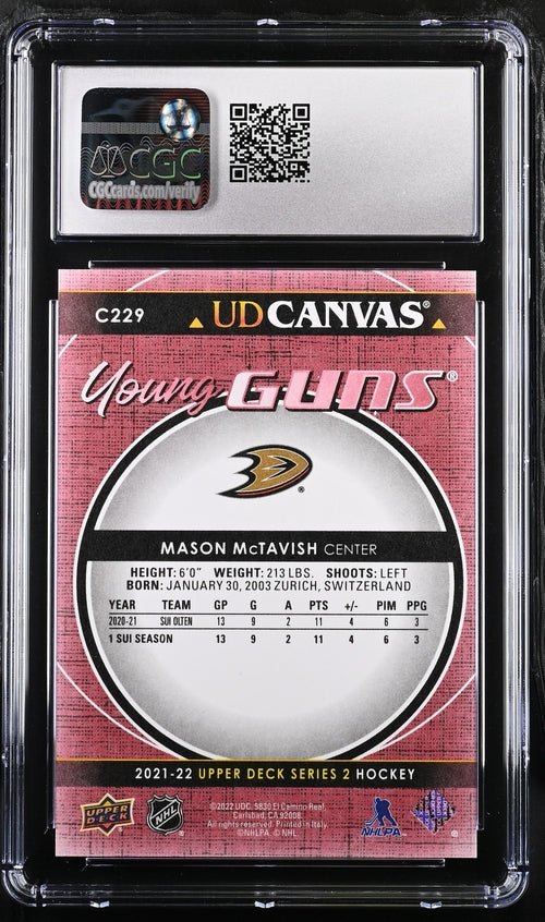2021-22 Upper Deck Canvas #C229 Mason McTavish CGC 10 (Rookie)