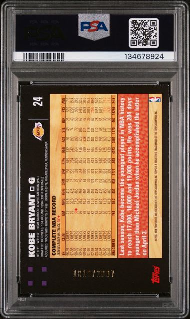 2007-08 Topps Gold #24 Kobe Bryant #1819/2007 PSA 5