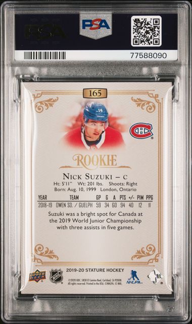 2019-20 Upper Deck Stature #165 Nick Suzuki #027/149 PSA 9 (Rookie)