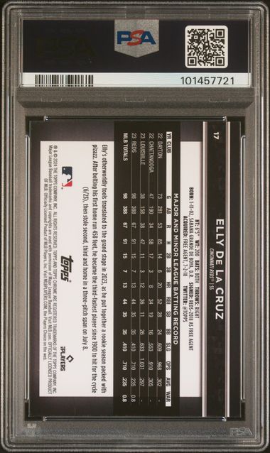 2024 Topps Chrome Black Rookie Design Variations #17 Elly De La Cruz PSA 9 (Rookie) | Eastridge Sports Cards
