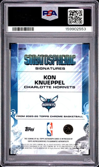 2025-26 Topps Chrome Stratospheric Signatures Purple Refractor #SMR-KK Kon Knueppel #37/65 PSA 9 (Rookie)