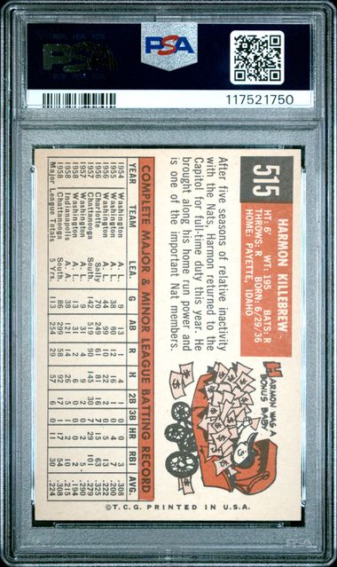 1959 Topps #515 Harmon Killebrew PSA 6.5