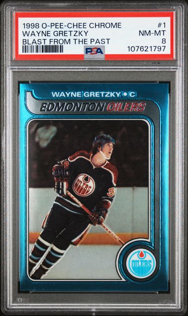 1998-99 O-Pee-Chee Chrome Blast From The Past #1 Wayne Gretzky PSA 8