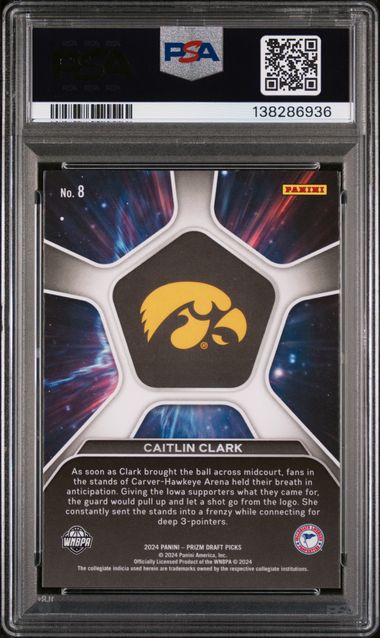 2024 Panini Prizm Draft Picks Deep Space #8 Caitlin Clark PSA 9 (Rookie)