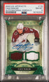 2020-21 Upper Deck Artifacts Emerald Auto Material #116 Cale Makar #08/15 PSA 8 (Jersey #)