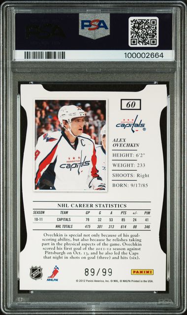 2011-12 Panini Elite Status Gold #60 Alex Ovechkin #89/99 PSA 9