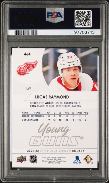 2021-22 Upper Deck #464 Lucas Raymond PSA 9 (Rookie)